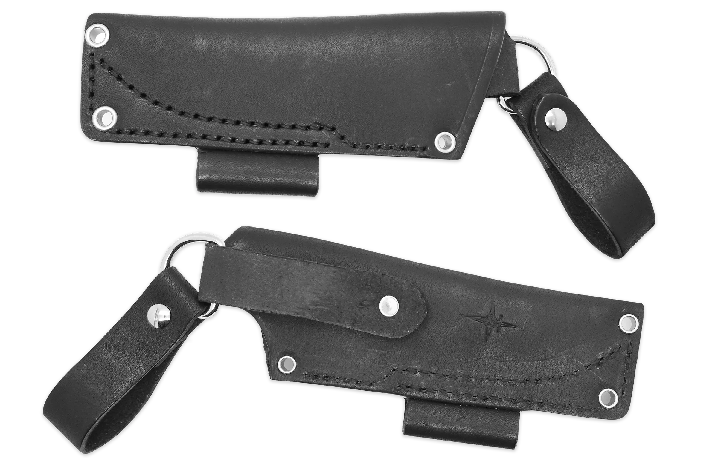 "EX" Leather DANGLER Sheath for AK 3 & AK 3.5, Black, LH, Firesteel Loop