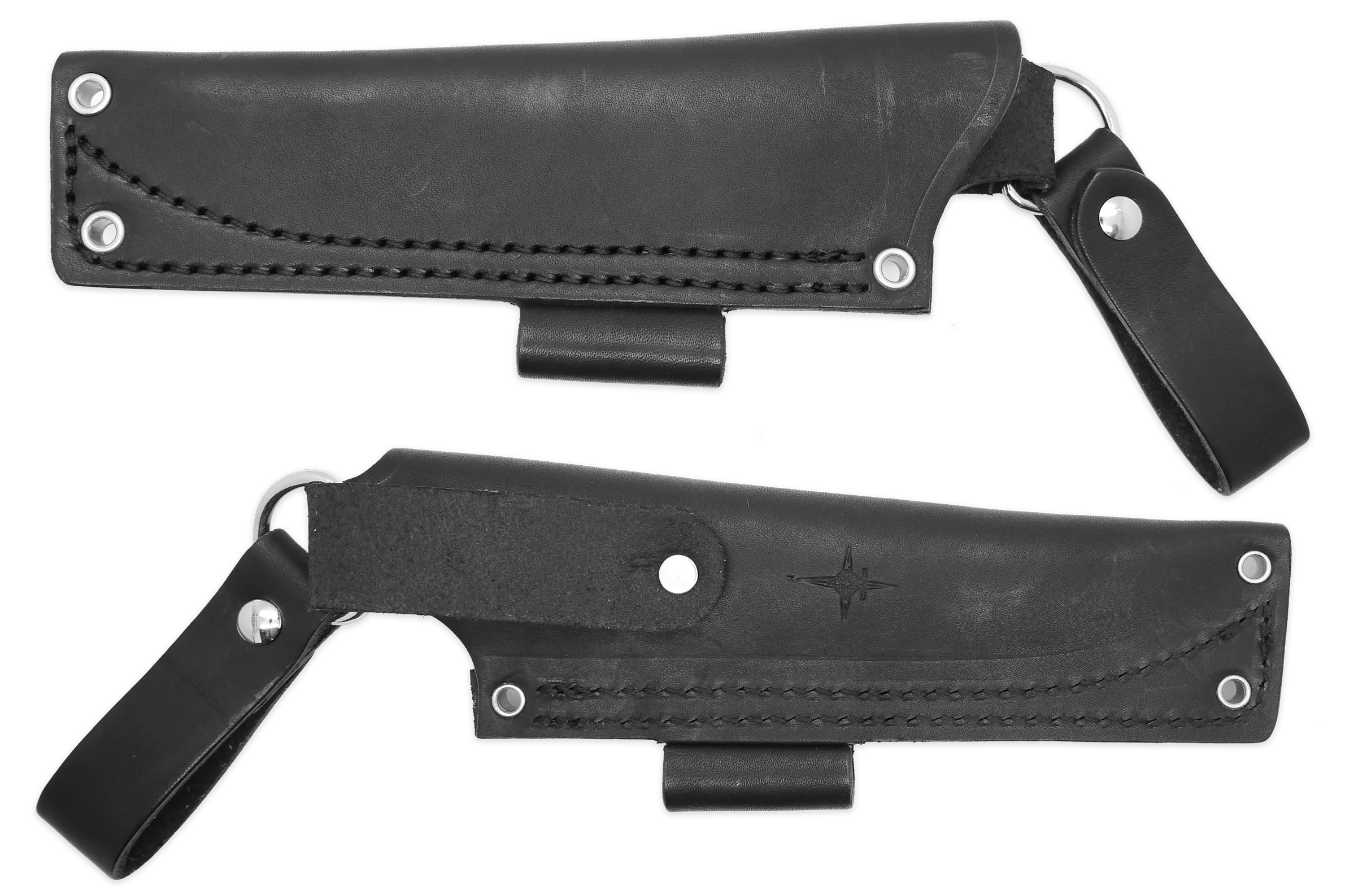 "K" Leather DANGLER Sheath for AK 4.5, Black, LH, Firesteel Loop