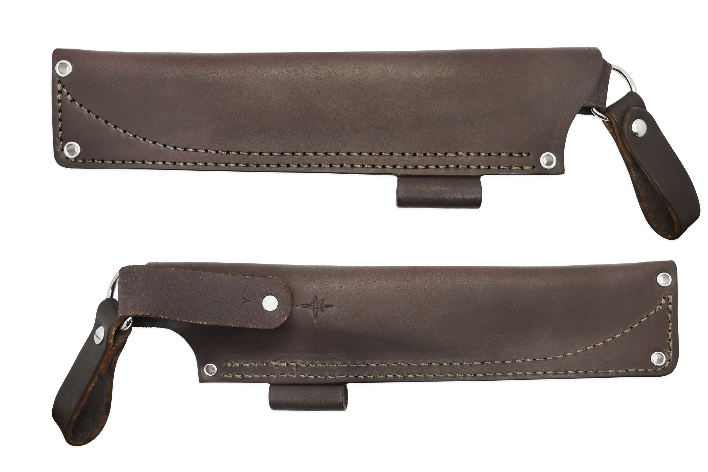 "Y" Leather DANGLER Sheath for AK 8, Brown, LH, Firesteel Loop