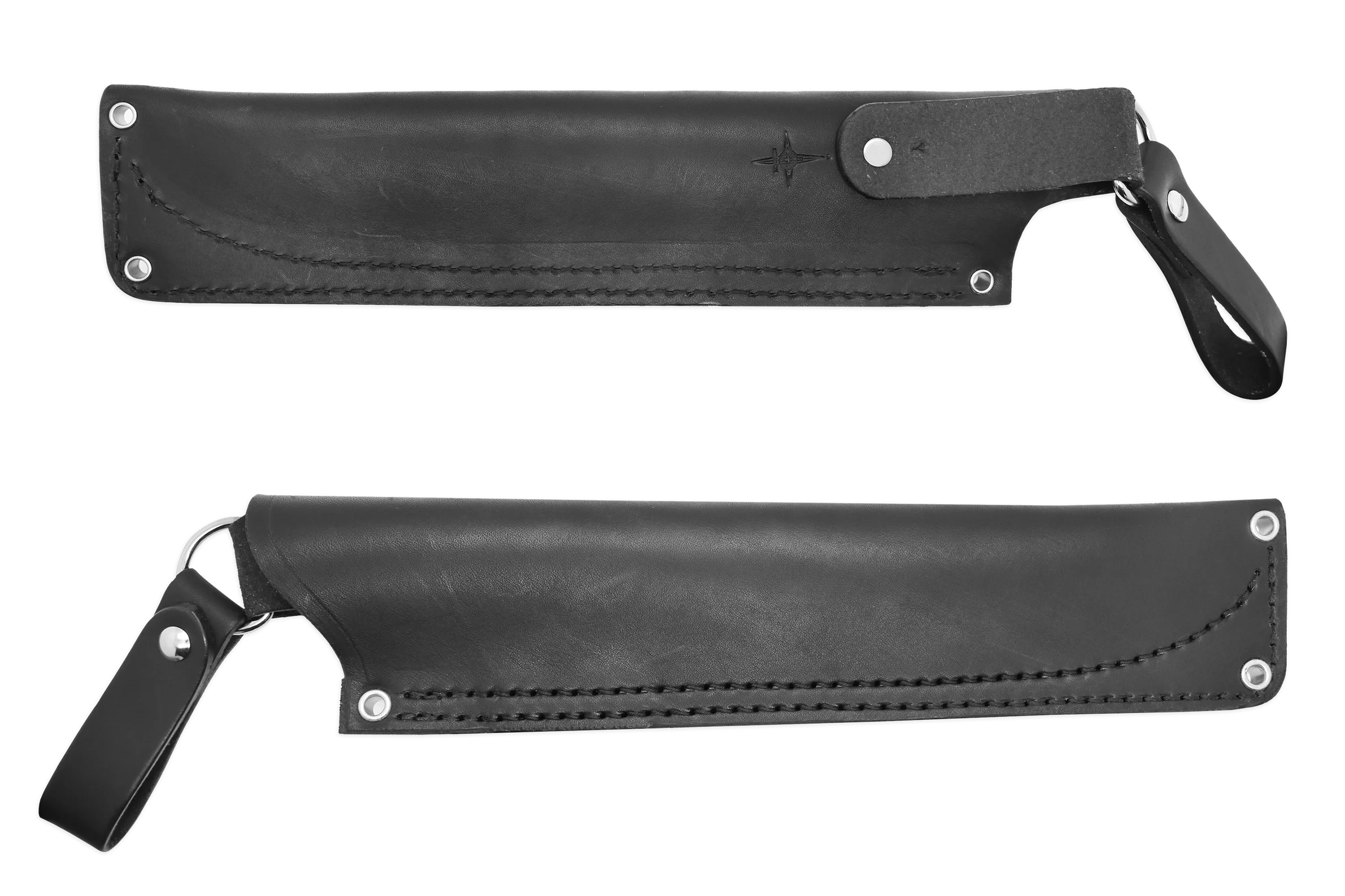 "Y" Leather DANGLER Sheath for AK 8, Black, RH, WITHOUT Firesteel Loop