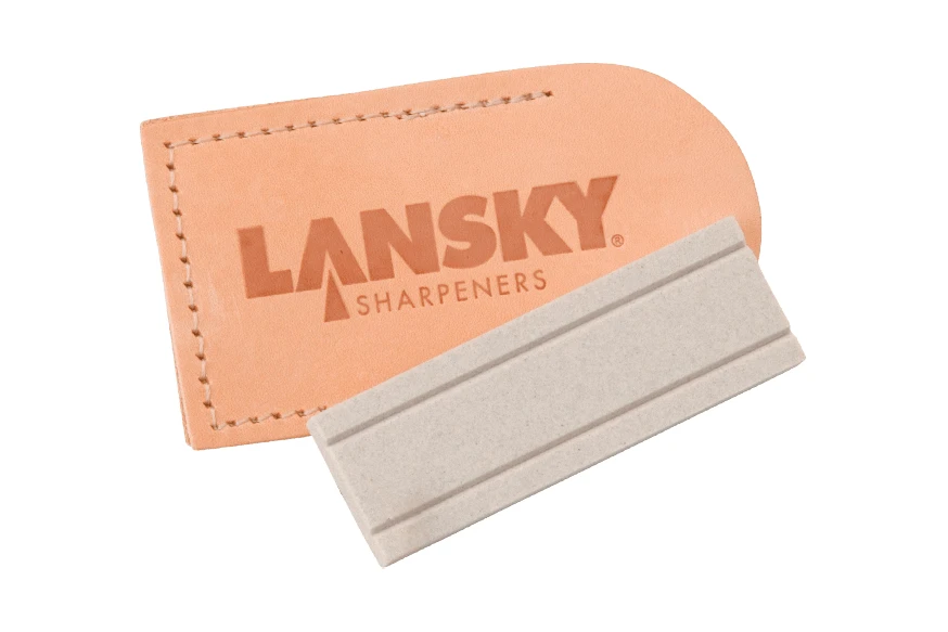 Lansky Sharpeners: Double-Sided Pocket Arkansas Sharpening Stone w/ Brown or Black Sleeve - Fine Grit